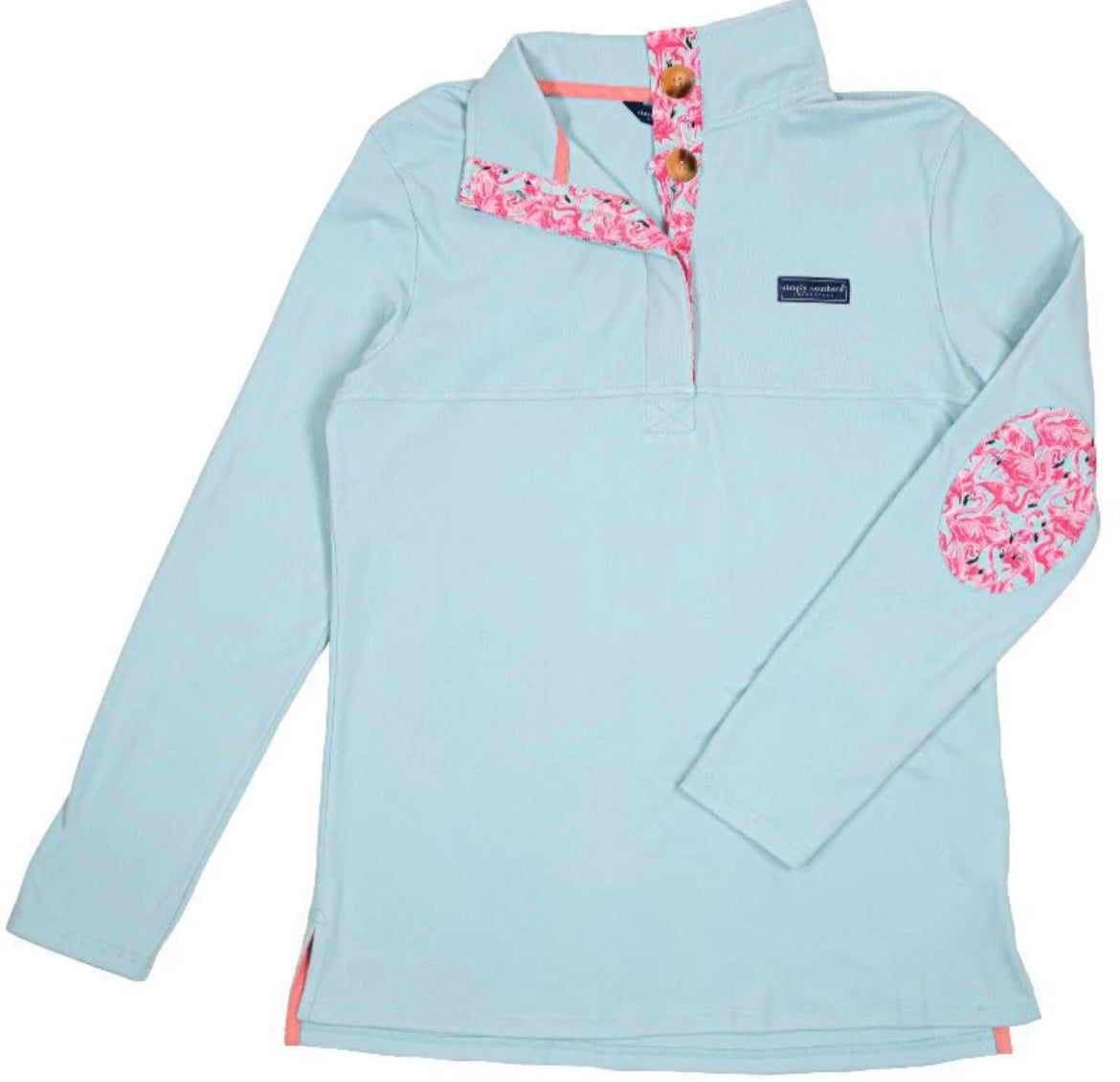 Simply Southern Button Pullover Flamingo