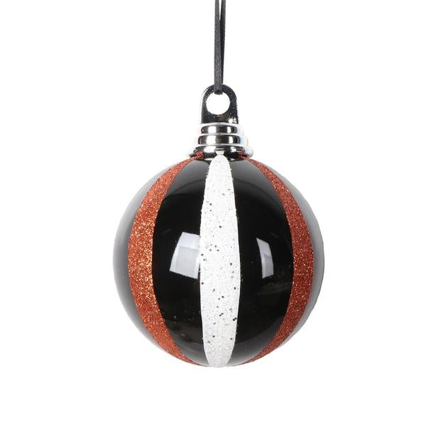 Vickerman Black White Orange Round Ornament