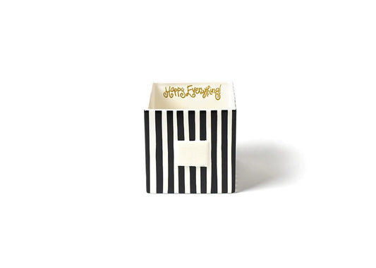 Happy Everything Black Stripe Mini Nesting Cube Medium